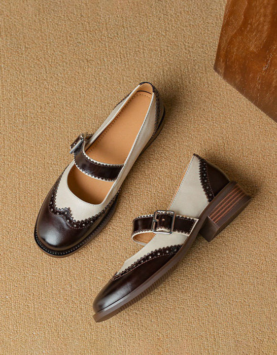 Handmade Vintage Brogue Style Women's Mary Jane Oxfords Obiono Aug Shoes Collection 2026 118.7