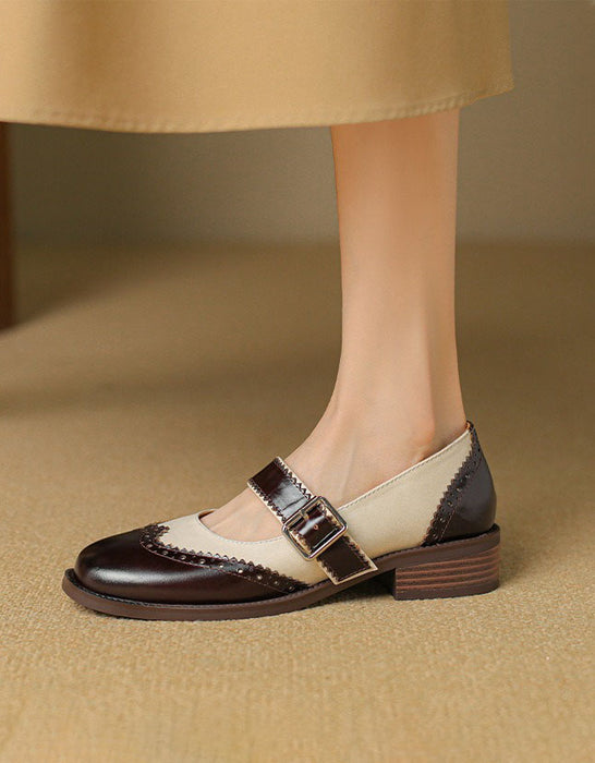 Handmade Vintage Brogue Style Women's Mary Jane Oxfords Obiono Aug Shoes Collection 2026 118.7