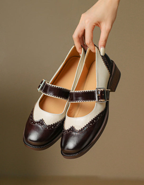 Handmade Vintage Brogue Style Women's Mary Jane Oxfords Obiono Aug Shoes Collection 2026 118.7