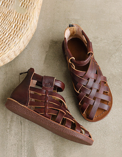 Handmade Retro Leather Woven Flat Sandals
