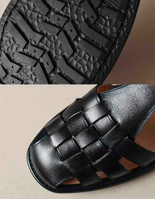 Handmade Vintage Leather Woven T-strap Sandals Slingback May Shoes Collection 2026 105.00