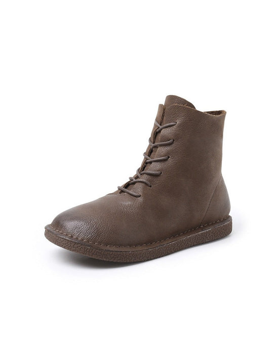 Winter Autumn Comfortable Soft Leather Lace-Up Boots