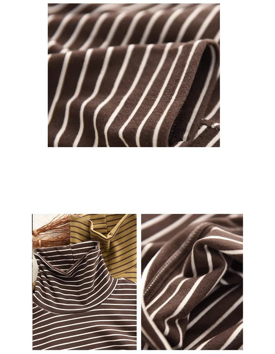 High Neck Long Sleeve Striped Base Layer Top for Women Feb New In 2026 41.00