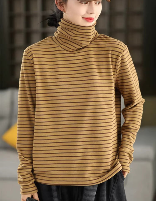 High Neck Long Sleeve Striped Base Layer Top for Women Feb New In 2026 41.00