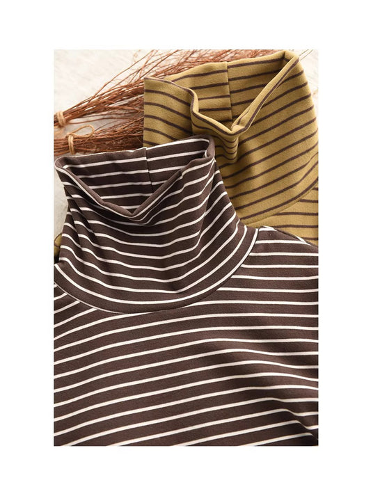 High Neck Long Sleeve Striped Base Layer Top for Women Feb New In 2026 41.00