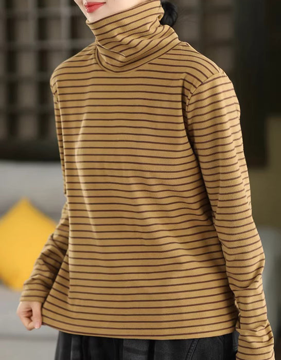 High Neck Long Sleeve Striped Base Layer Top for Women Feb New In 2026 41.00