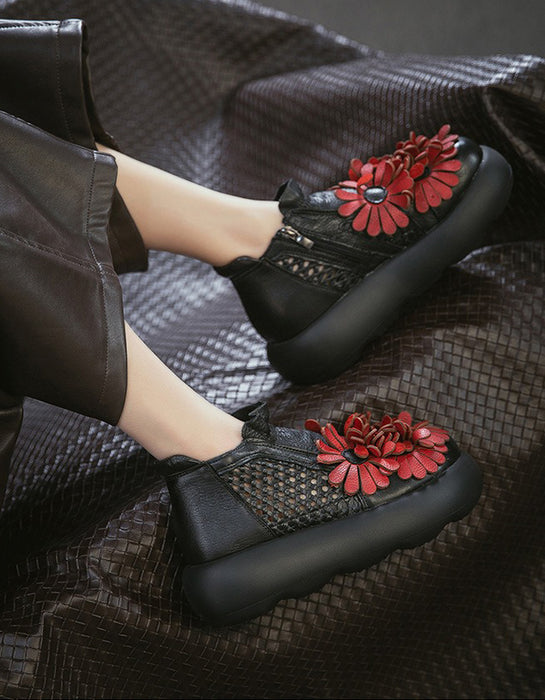 Hollow Breathable Leather Flowers Platform Boots Sandals March Shoes Collection 2026 95.00