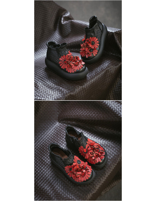 Hollow Breathable Leather Flowers Wide Toe box Platform Boots Sandals March Shoes Collection 2026 95.00