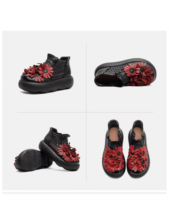 Hollow Breathable Leather Flowers Wide Toe box Platform Boots Sandals March Shoes Collection 2026 95.00