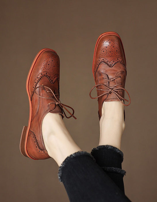 Large Size British Style Vintage Oxford Shoes for Women 34-43