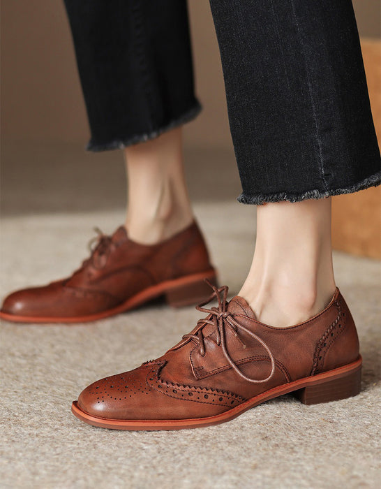 Large Size British Style Vintage Oxford Shoes for Women 34-43