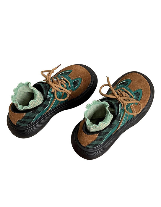 Botas de plataforma de cuero retro Wild Head impermeables