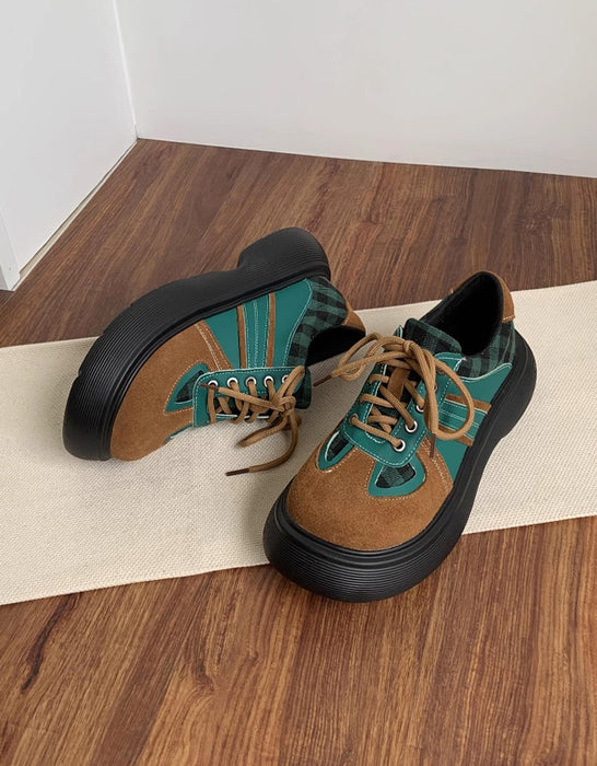 Botas de plataforma de cuero retro Wild Head impermeables