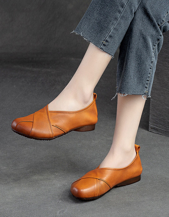 Leather Cross Comfortable Retro Flat Shoes