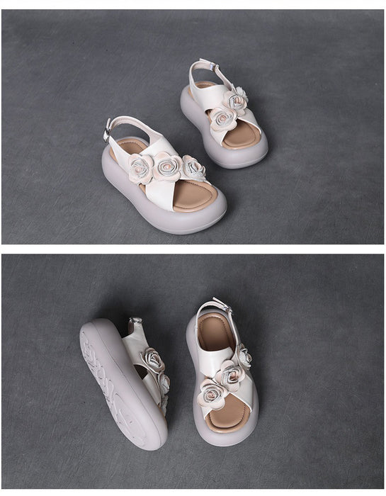 Leather Flowers Cross Strap Open Toe Platform Sandals Slingback April Shoes Collection 2026 85.00