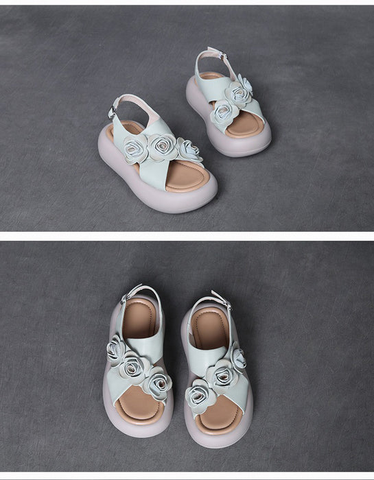 Leather Flowers Cross Strap Open Toe Platform Sandals Slingback April Shoes Collection 2026 85.00
