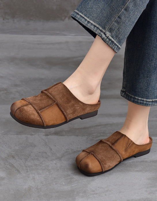 Leather Match Round Toe Comfortable Suede Clogs Slippers obiono April Shoes Collection 2026 82.00
