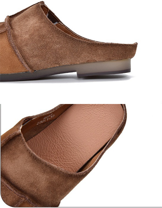 Leather Match Round Toe Comfortable Suede Clogs Slippers April Shoes Collection 2026 82.00