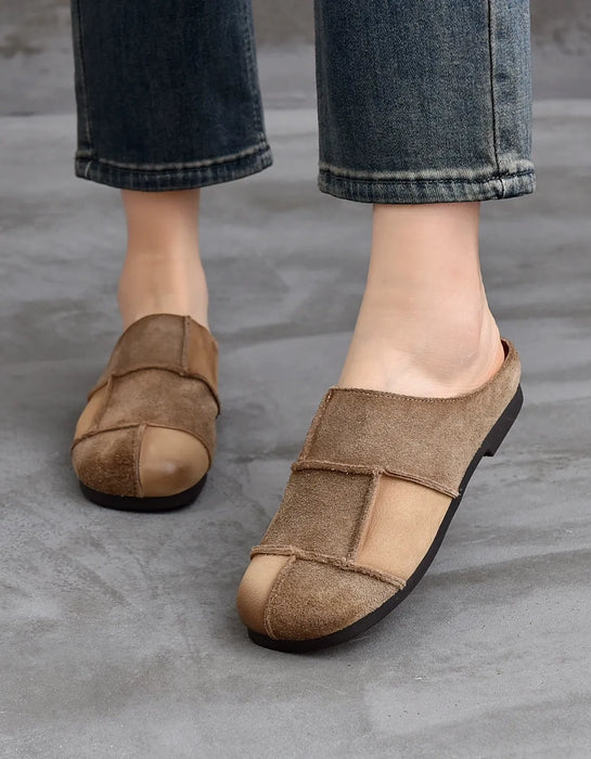 Leather Match Round Toe Comfortable Suede Clogs Slippers April Shoes Collection 2026 82.00
