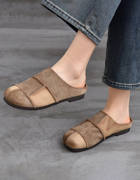 Leather Match Round Toe Comfortable Suede Clogs Slippers April Shoes Collection 2026 82.00