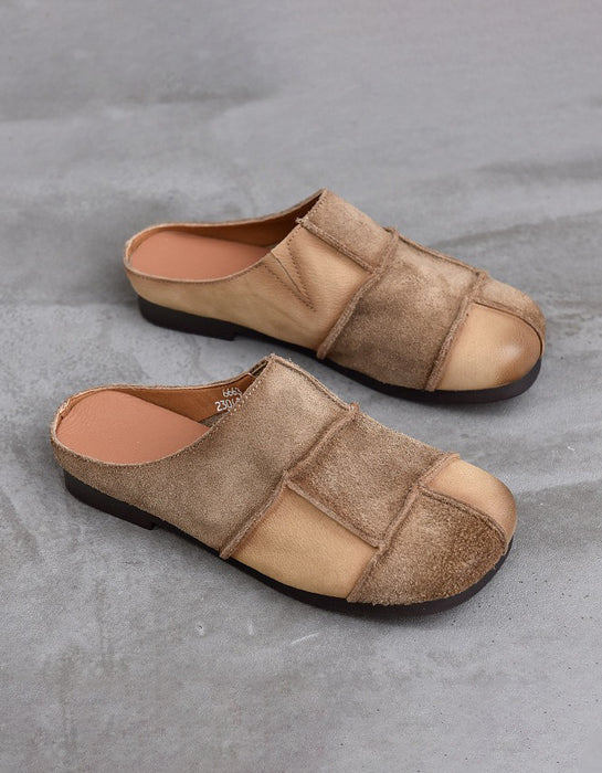 Leather Match Round Toe Comfortable Suede Clogs Slippers April Shoes Collection 2026 82.00