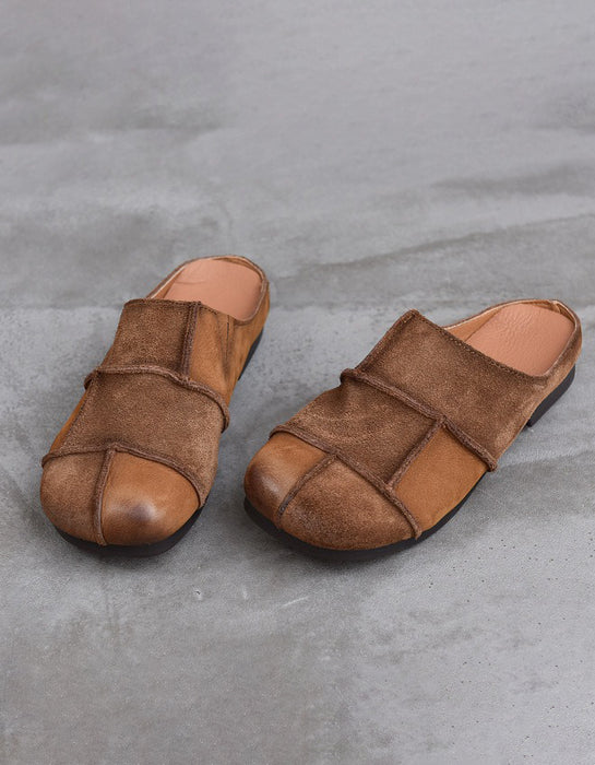 Leather Match Round Toe Comfortable Suede Clogs Slippers April Shoes Collection 2026 82.00