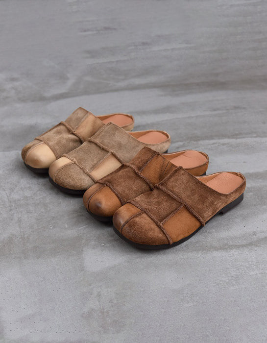 Leather Match Round Toe Comfortable Suede Clogs Slippers April Shoes Collection 2026 82.00