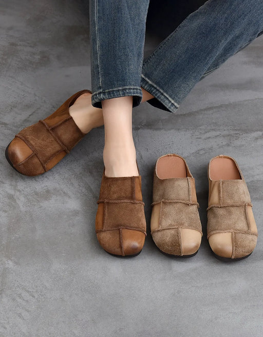 Leather Match Round Toe Comfortable Suede Clogs Slippers April Shoes Collection 2026 82.00