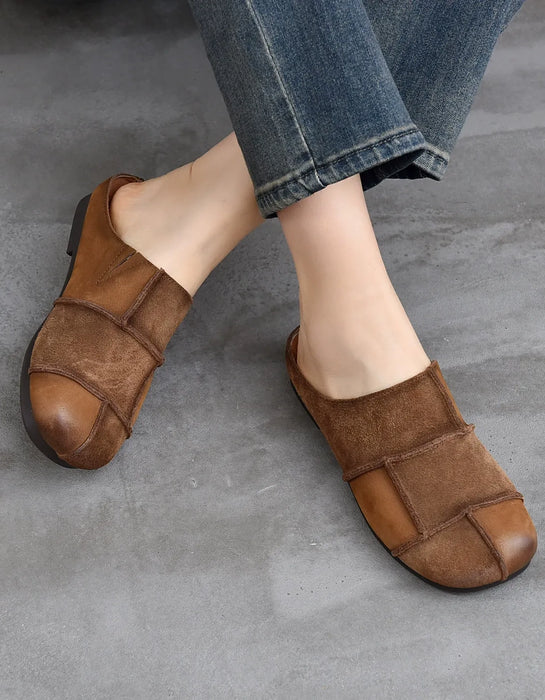 Leather Match Round Toe Comfortable Suede Clogs Slippers April Shoes Collection 2026 82.00