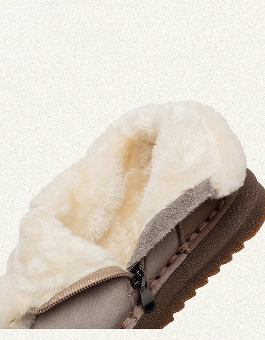 Leather Match Winter Fur Lining Snow Boots