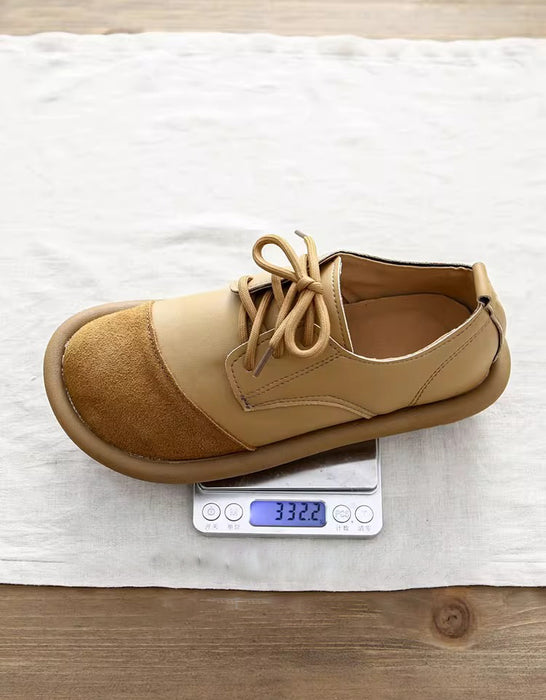 Leather Stitching Lace-up Wide Toe Box Clogs