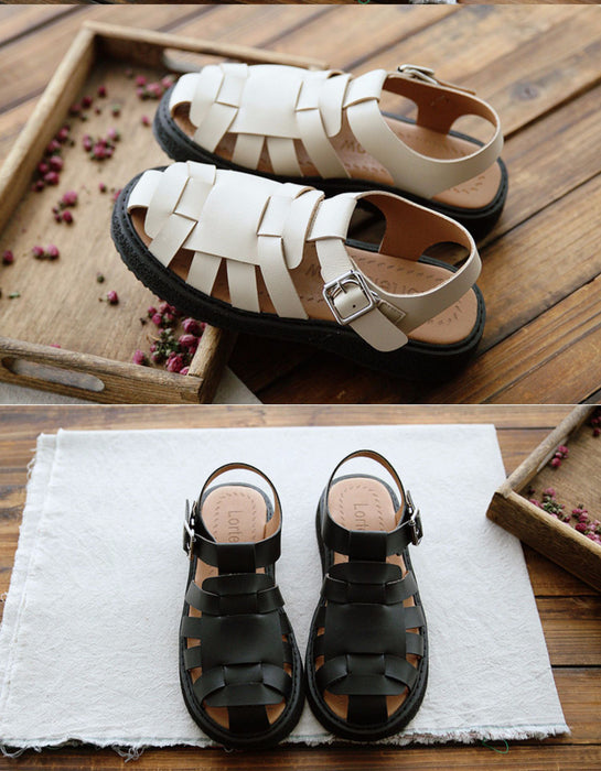 Leather Woven Fisherman Sandals Slingback