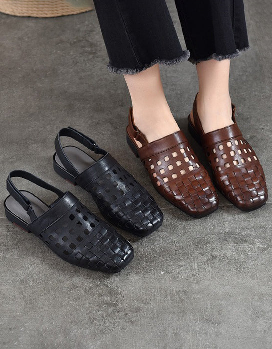 Leather Woven Hollow Close Toe Flat Sandals Slingback April Shoes Collection 2026 79.90 