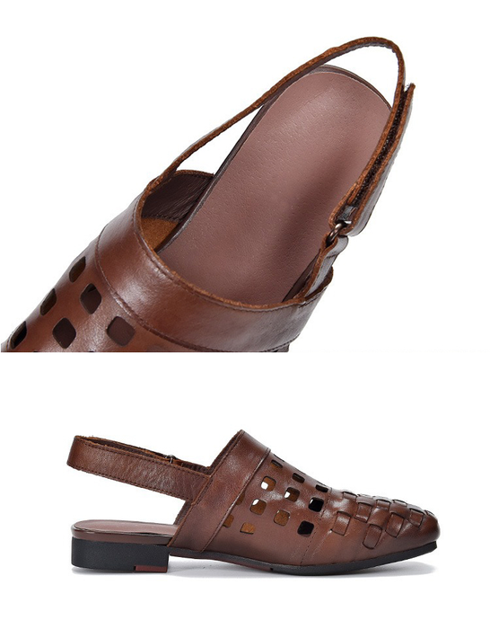 Leather Woven Hollow Close Toe Flat Sandals Slingback April Shoes Collection 2026 79.90 