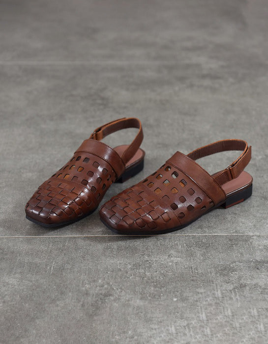 Leather Woven Hollow Close Toe Flat Sandals Slingback April Shoes Collection 2026 79.90 