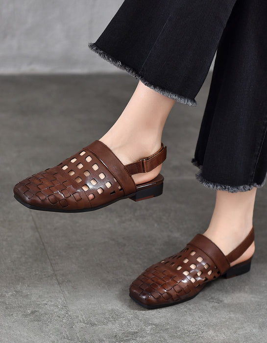 Leather Woven Hollow Close Toe Flat Sandals Slingback April Shoes Collection 2026 79.90 