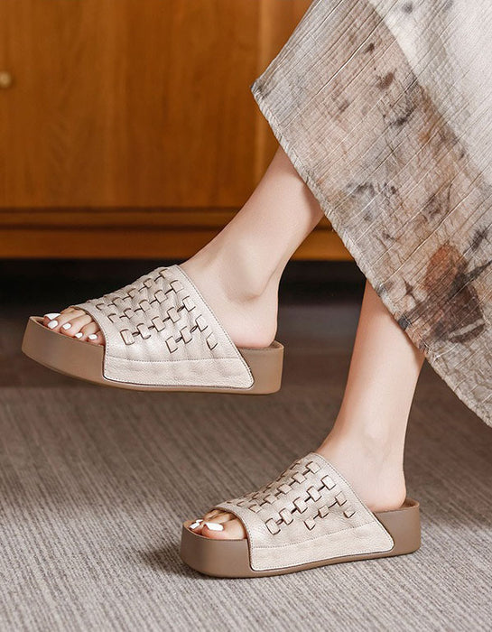 Leather Woven Light Weight Summer Holiday Slippers June Shoes Collection 79.9