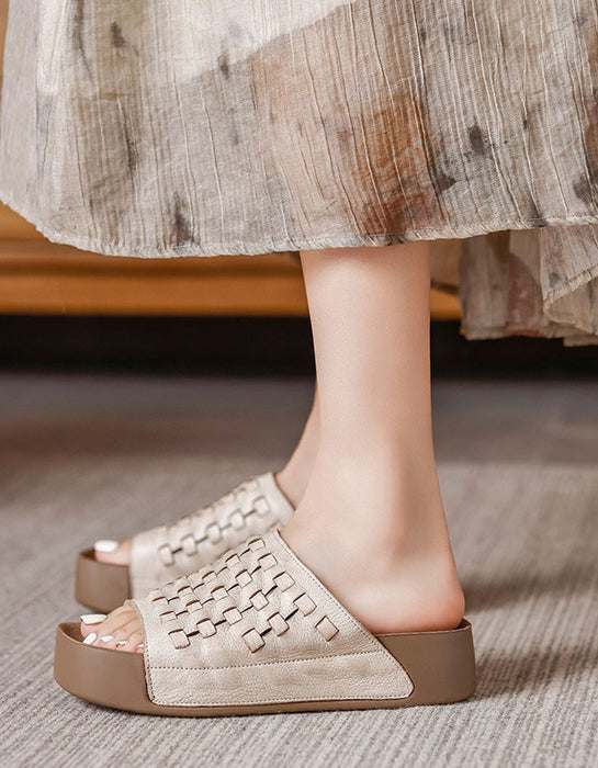 Leather Woven Light Weight Summer Holiday Slippers June Shoes Collection 79.9
