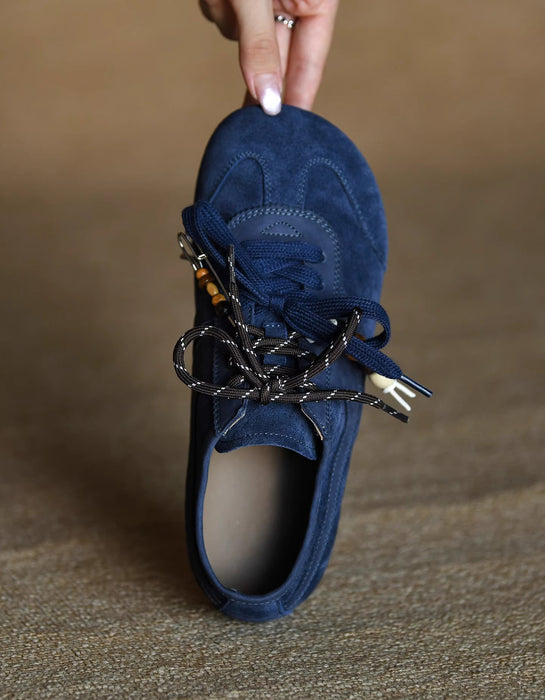 Lightweight Comfortable Suede Leather Sneakers Blue 35-41