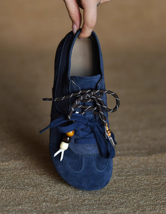Lightweight Comfortable Suede Leather Sneakers Blue 35-41