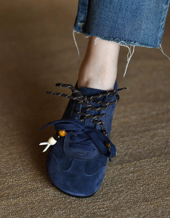 Lightweight Comfortable Suede Leather Sneakers Blue 35-41