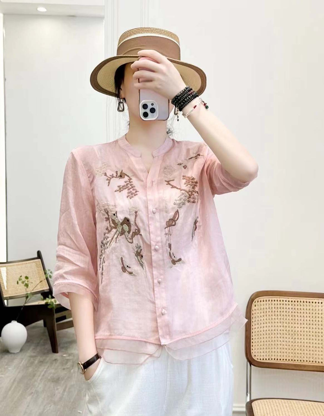 Linen Woman embroidery shirt 