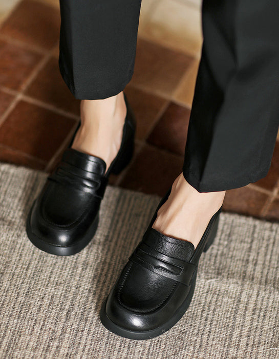 En cuir véritable à talons épais pour femme chaussures oxford à En cuir véritable à talons épais pour femme chaussures oxford à