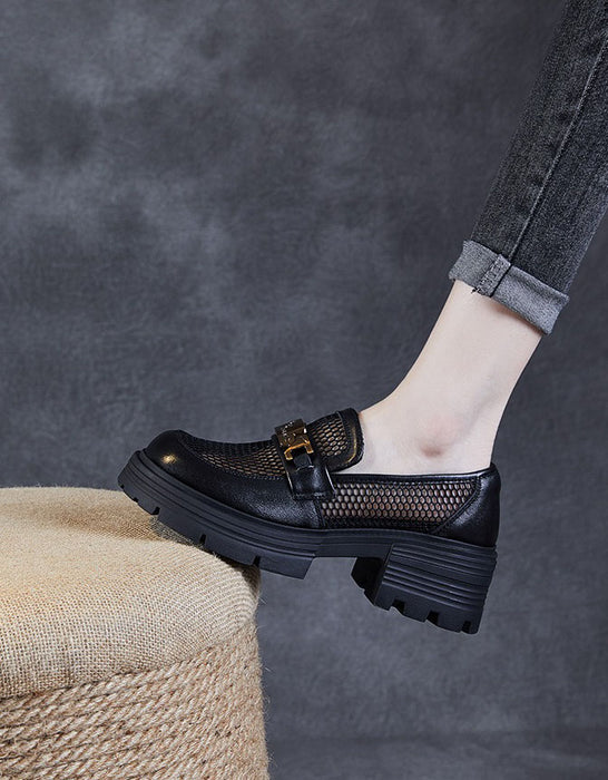 Metal Buckle  Soft Soles Summer Breathable Mesh Loafers