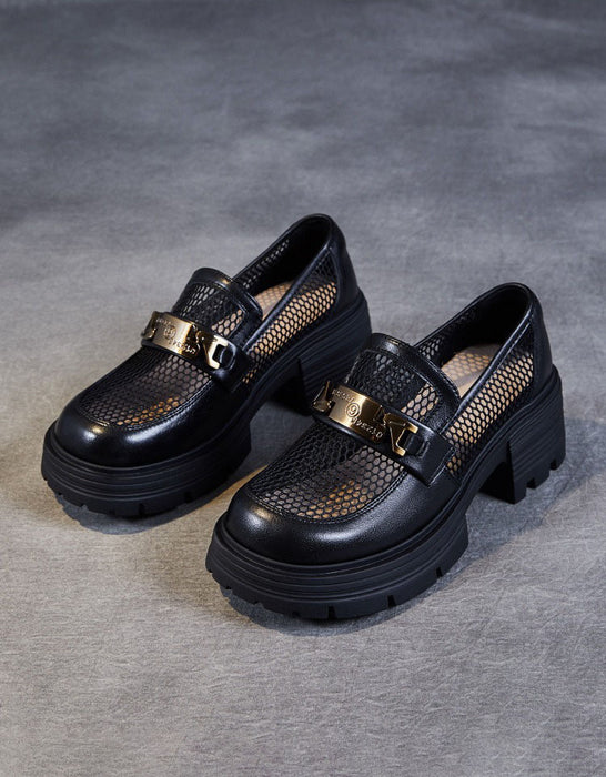 Metal Buckle  Soft Soles Summer Breathable Mesh Loafers