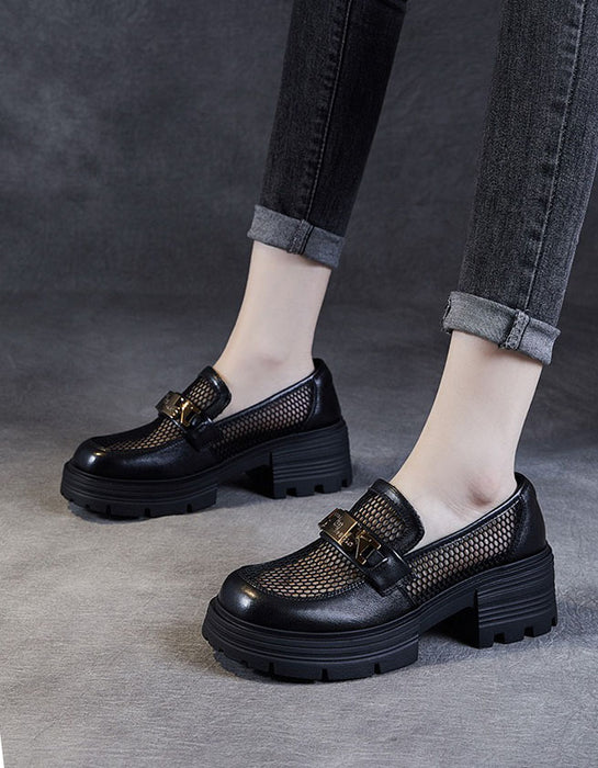 Metal Buckle  Soft Soles Summer Breathable Mesh Loafers