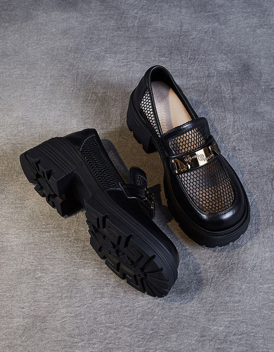 Metal Buckle  Soft Soles Summer Breathable Mesh Loafers