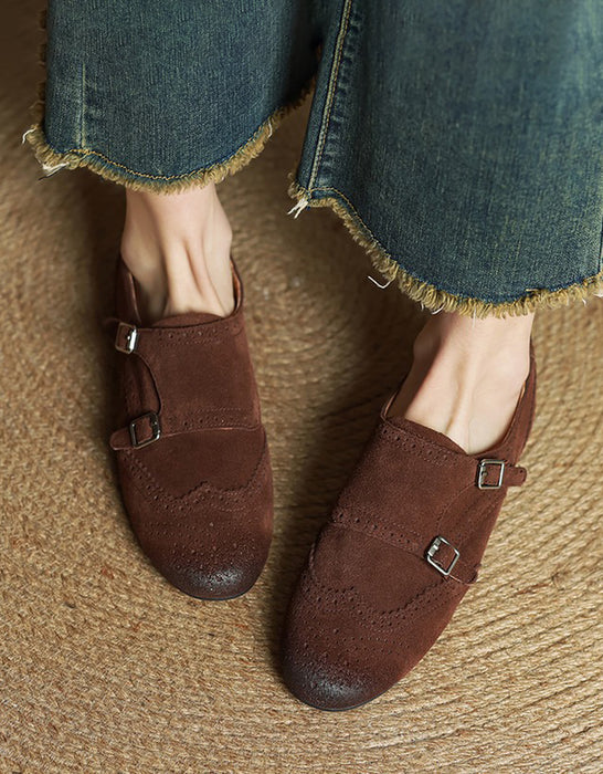 Monk Strap Embossed Vintage Flat Oxford Shoes Brown March Shoe Collection 2026 106.00