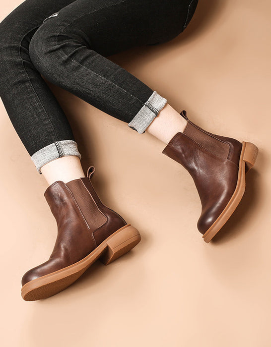 Real Leather Handmade Chelsea Ankle Boots