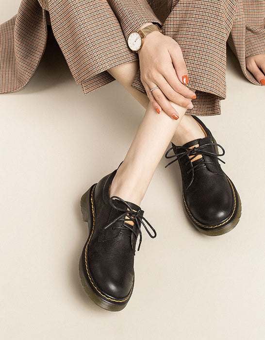 Real Leather Vintage Brogue Shoes for Women